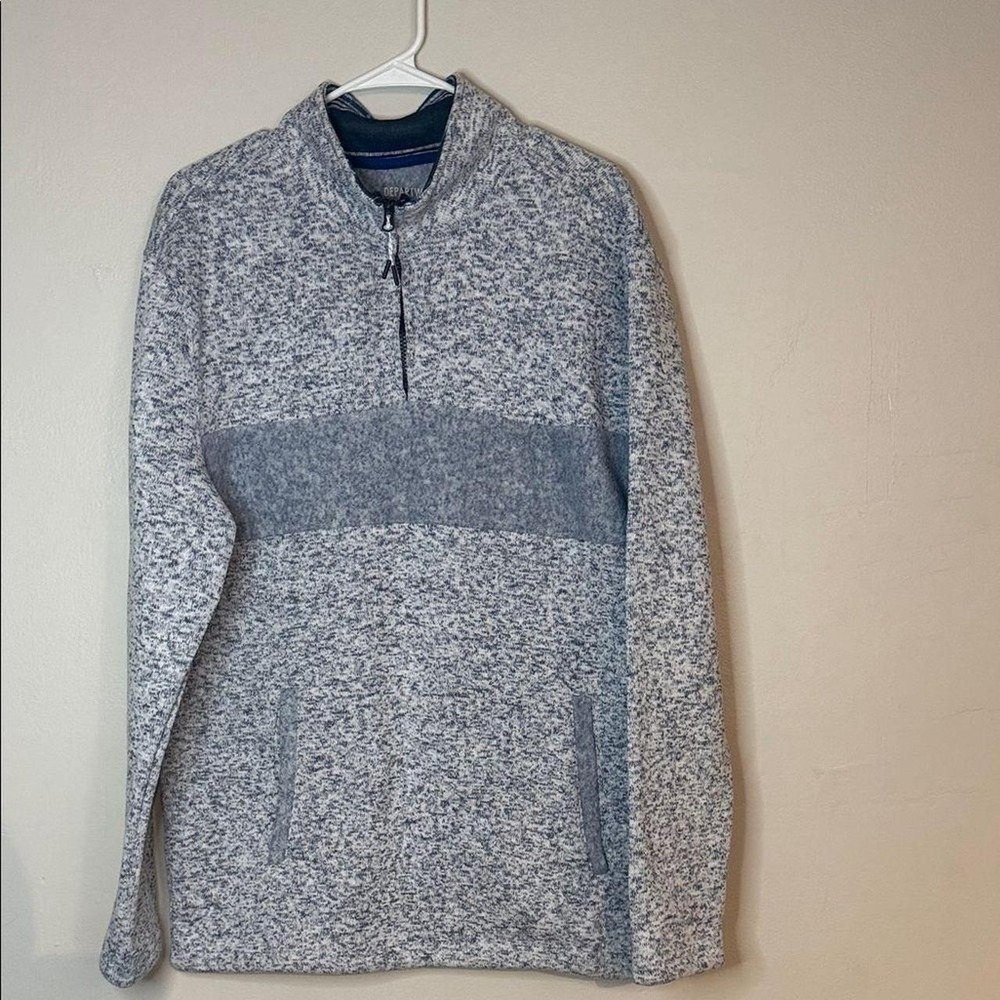 Departwest Mens XL Heather Gray Quarter Zip Fleece Pullover Sweater Layer